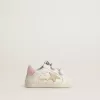 Baby School in nappa met roze bloemmotief en beige suède ster