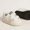 Baby School in nappa met roze bloemmotief en beige suède ster
