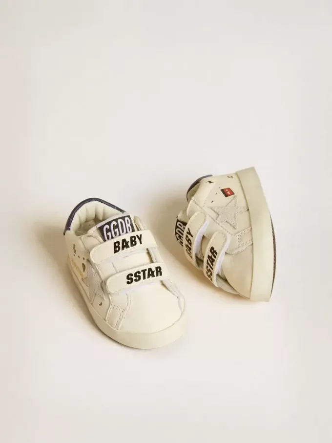 Baby School in nappaleer met muzikale print en witte suède ster