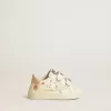 Baby School in nappaleer met roze rozenmotief en witte suède ster