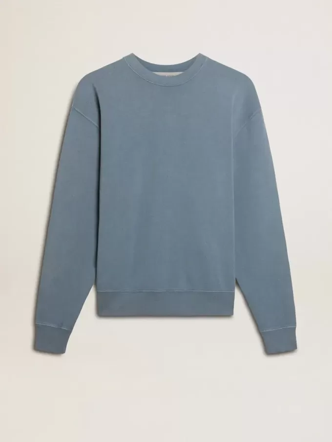 Babyblauw sweatshirt met omgekeerd logo op de achterkant – Jersey Capsule