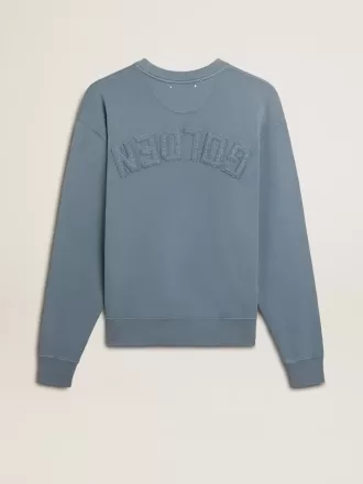 Babyblauw sweatshirt met omgekeerd logo op de achterkant – Jersey Capsule