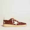 Ball Star in bordeauxrode glitter met witte leren ster en hielstuk