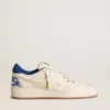 Ball Star in geperforeerd nappa met witte ster en blauwe nylon hielband