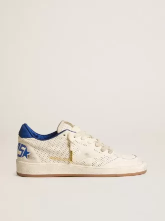 Ball Star in geperforeerd nappa met witte ster en blauwe nylon hielband