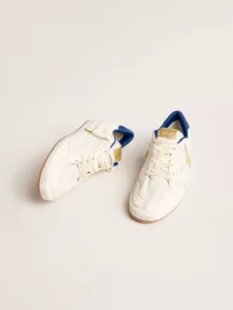 Ball Star in geperforeerd nappa met witte ster en blauwe nylon hielband