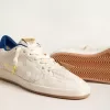 Ball Star in geperforeerd nappa met witte ster en blauwe nylon hielband