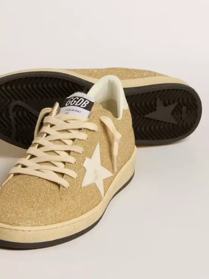Ball Star in gouden Swarovski-kristallen met melkwitte leren ster