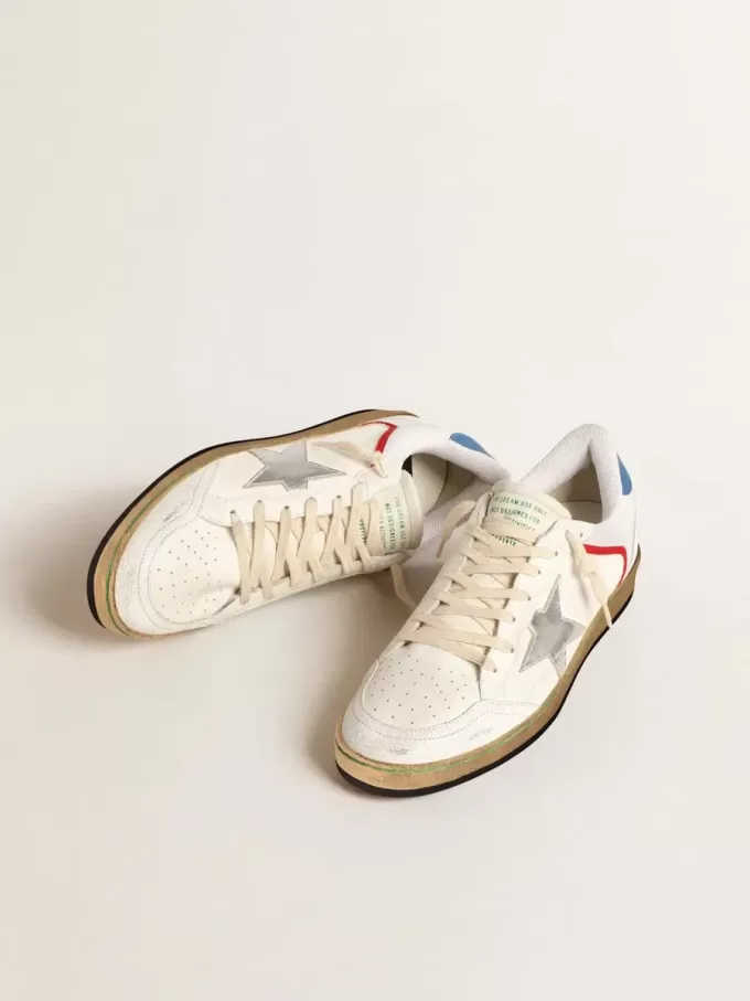 Ball Star in nappa en mesh met zilverkleurige metallic leren ster