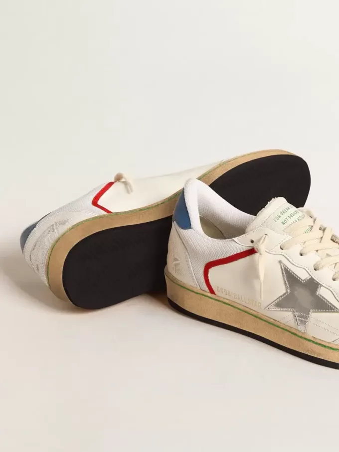 Ball Star in nappa en mesh met zilverkleurige metallic leren ster