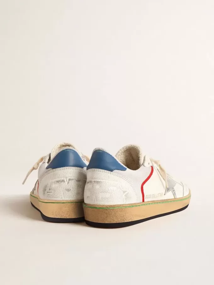 Ball Star in nappa en mesh met zilverkleurige metallic leren ster