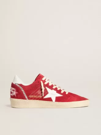 Ball Star in rood suède met witte leren ster en hielstuk