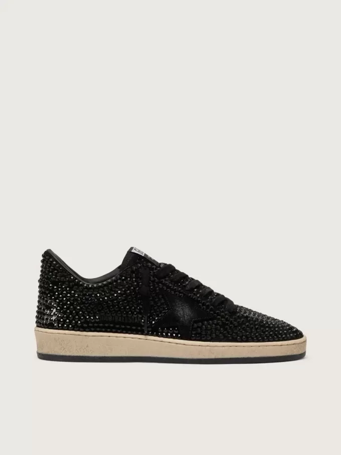 Ball Star in suède met zwarte Swarovski-kristallen en zwarte suède ster