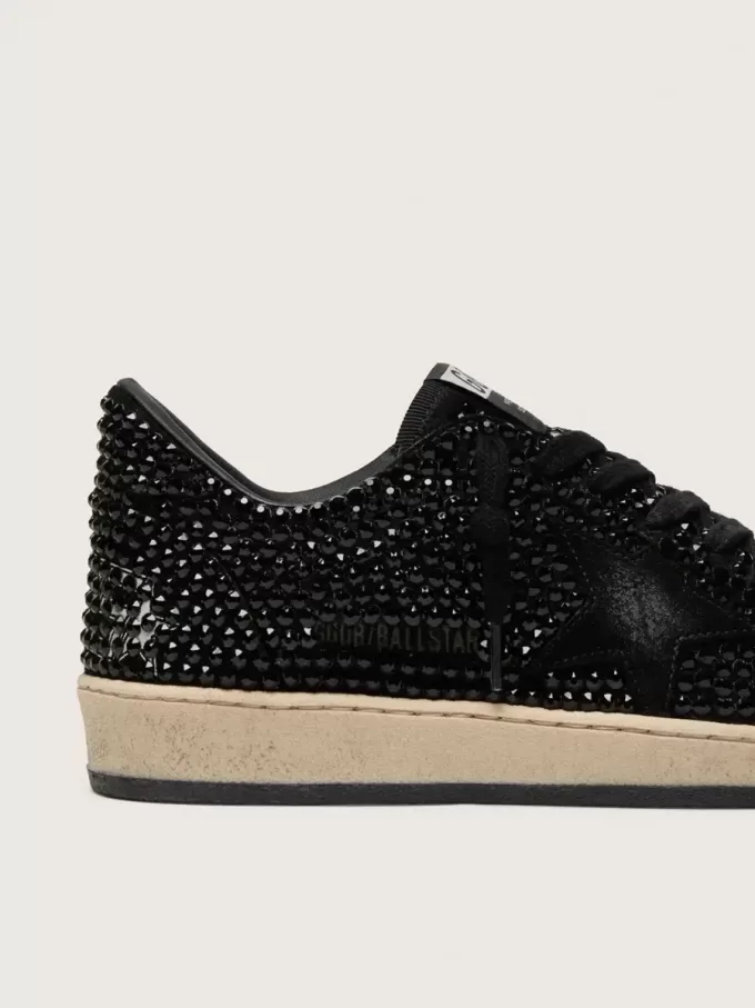 Ball Star in suède met zwarte Swarovski-kristallen en zwarte suède ster
