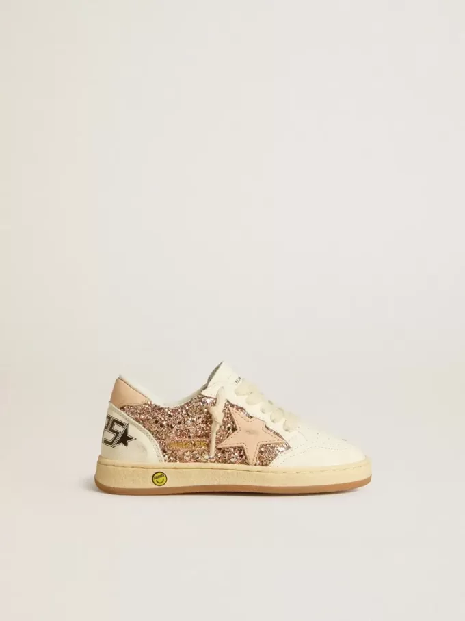 Ball Star Junior in glitter en nappa met leren ster en hielstuk
