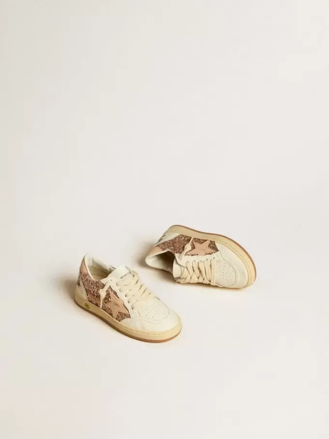 Ball Star Junior in glitter en nappa met leren ster en hielstuk
