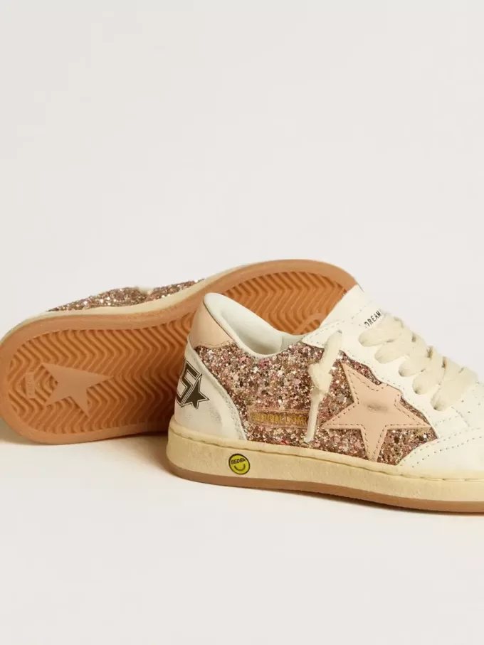 Ball Star Junior in glitter en nappa met leren ster en hielstuk