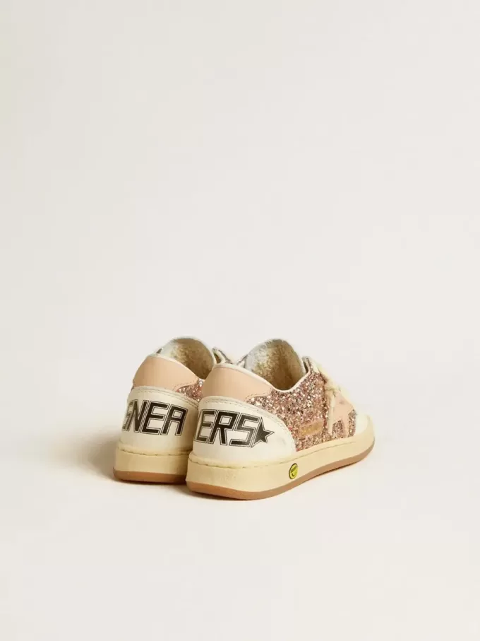 Ball Star Junior in glitter en nappa met leren ster en hielstuk