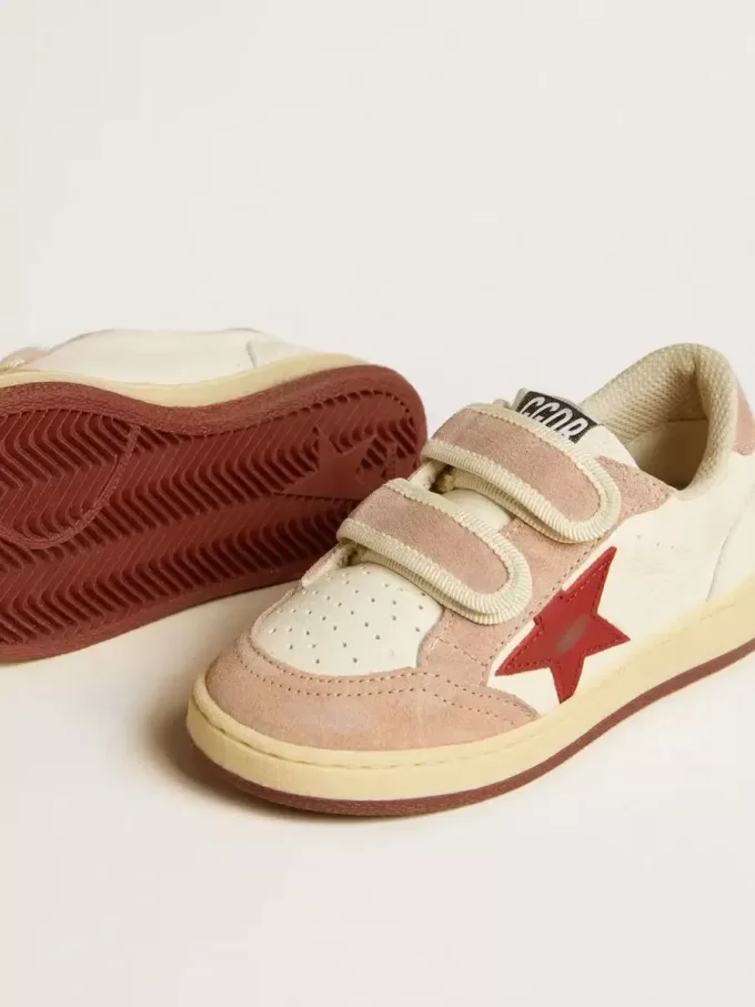 Ball Star Junior in nappa met nappa ster en roze suède hielstuk