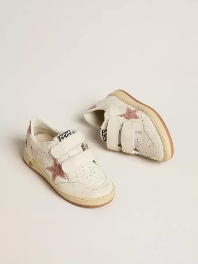 Ball Star Junior in nappa met perzikroze glitterster en hielstuk