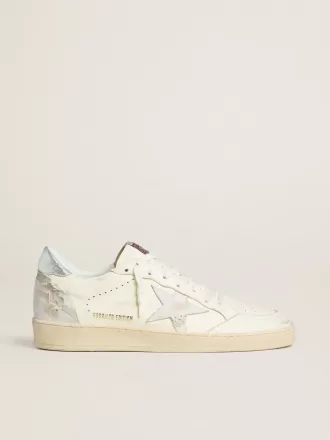 Ball Star LTD in crème met witte suède ster en metallic zilveren leren hielstuk