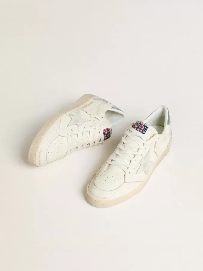 Ball Star LTD in crème met witte suède ster en metallic zilveren leren hielstuk