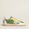 Ball Star LTD in groen nappaleer met witte suède ster en metallic zilveren leren hielstuk