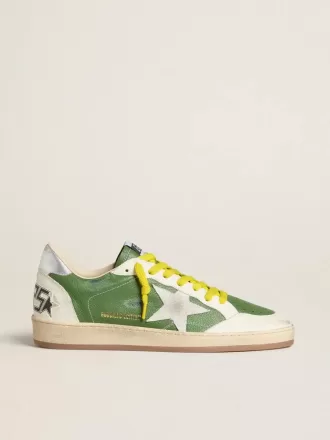 Ball Star LTD in groen nappaleer met witte suède ster en metallic zilveren leren hielstuk