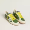 Ball Star LTD in groen nappaleer met witte suède ster en metallic zilveren leren hielstuk