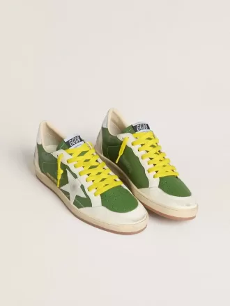 Ball Star LTD in groen nappaleer met witte suède ster en metallic zilveren leren hielstuk