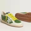 Ball Star LTD in groen nappaleer met witte suède ster en metallic zilveren leren hielstuk