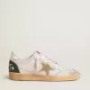 Ball Star LTD in wit craquelé leer en mesh met suède ster