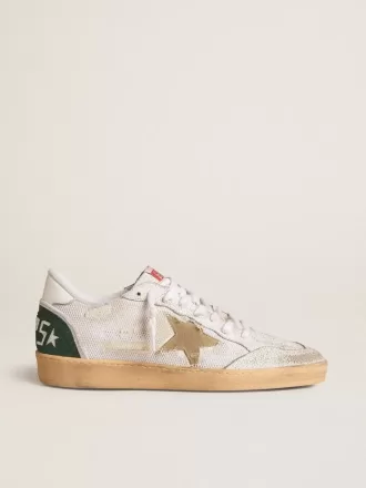 Ball Star LTD in wit craquelé leer en mesh met suède ster