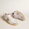 Ball Star LTD in wit craquelé leer en mesh met suède ster