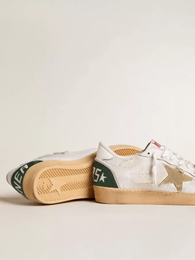 Ball Star LTD in wit craquelé leer en mesh met suède ster