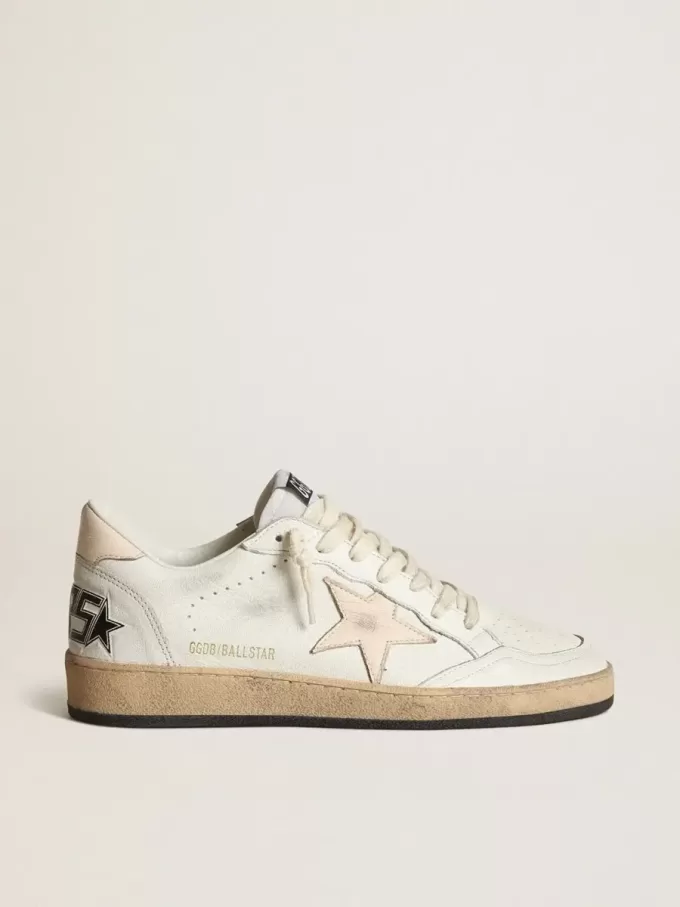 Ball Star LTD in wit nappa met een zalmroze nappa ster