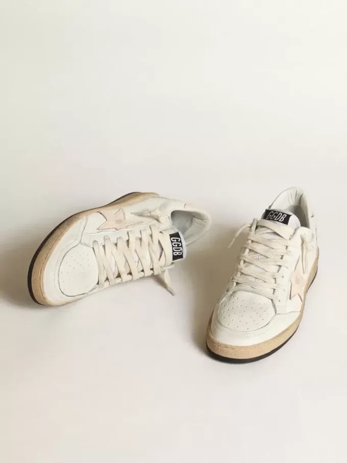 Ball Star LTD in wit nappa met een zalmroze nappa ster