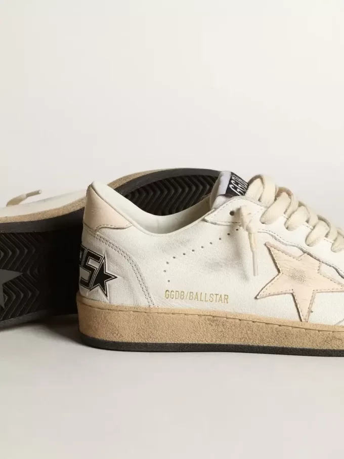 Ball Star LTD in wit nappa met een zalmroze nappa ster