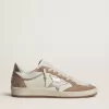 Ball Star LTD in wit nappaleer en oudroze suède met metallic zilveren leren ster en hielstuk