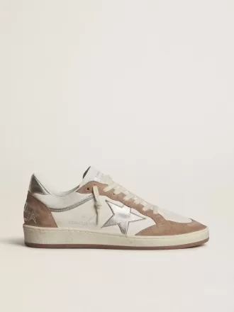 Ball Star LTD in wit nappaleer en oudroze suède met metallic zilveren leren ster en hielstuk