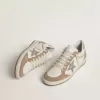 Ball Star LTD in wit nappaleer en oudroze suède met metallic zilveren leren ster en hielstuk