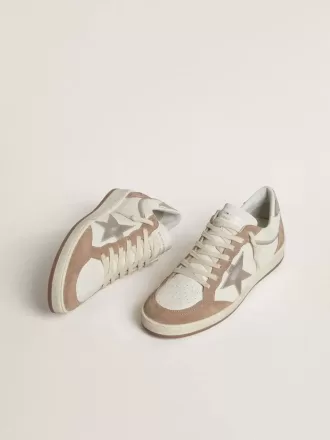 Ball Star LTD in wit nappaleer en oudroze suède met metallic zilveren leren ster en hielstuk