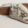 Ball Star LTD in wit nappaleer en oudroze suède met metallic zilveren leren ster en hielstuk