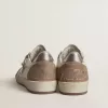 Ball Star LTD in wit nappaleer en oudroze suède met metallic zilveren leren ster en hielstuk