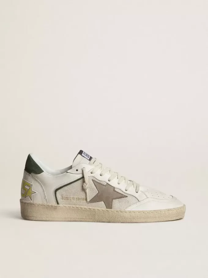 Ball Star LTD van mesh en nappaleer met grijze leren ster en groene suède hiellip