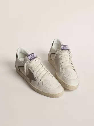 Ball Star LTD van mesh en nappaleer met grijze leren ster en groene suède hiellip