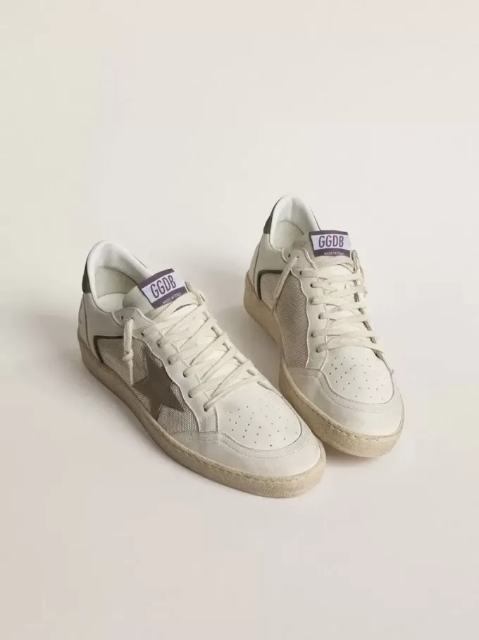 Ball Star LTD van mesh en nappaleer met grijze leren ster en groene suède hiellip