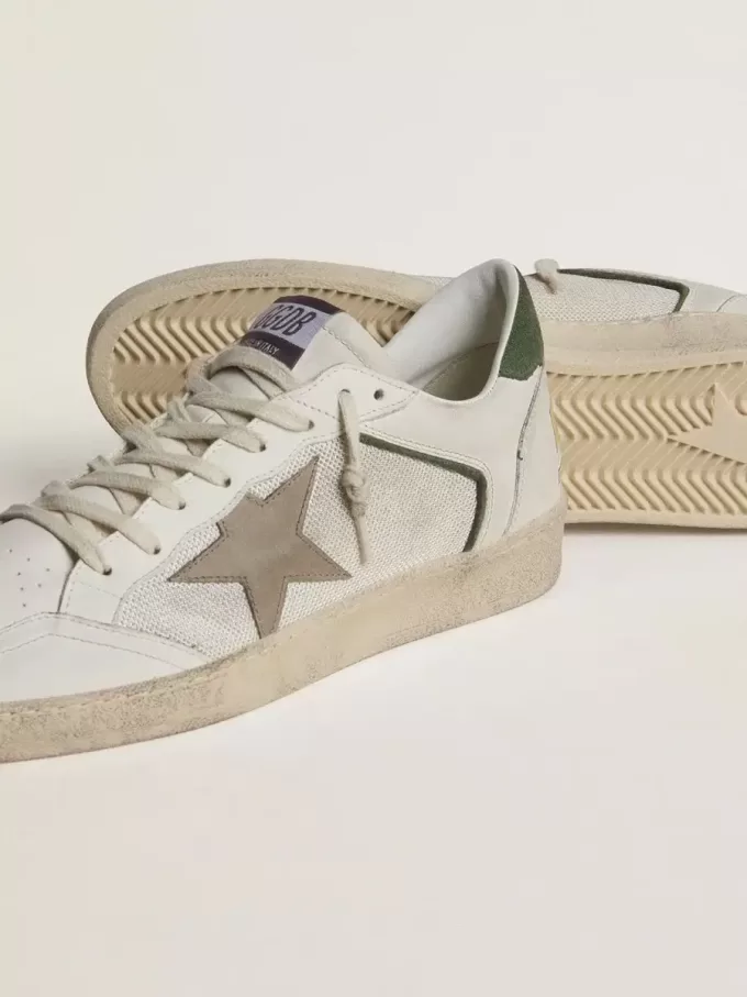 Ball Star LTD van mesh en nappaleer met grijze leren ster en groene suède hiellip
