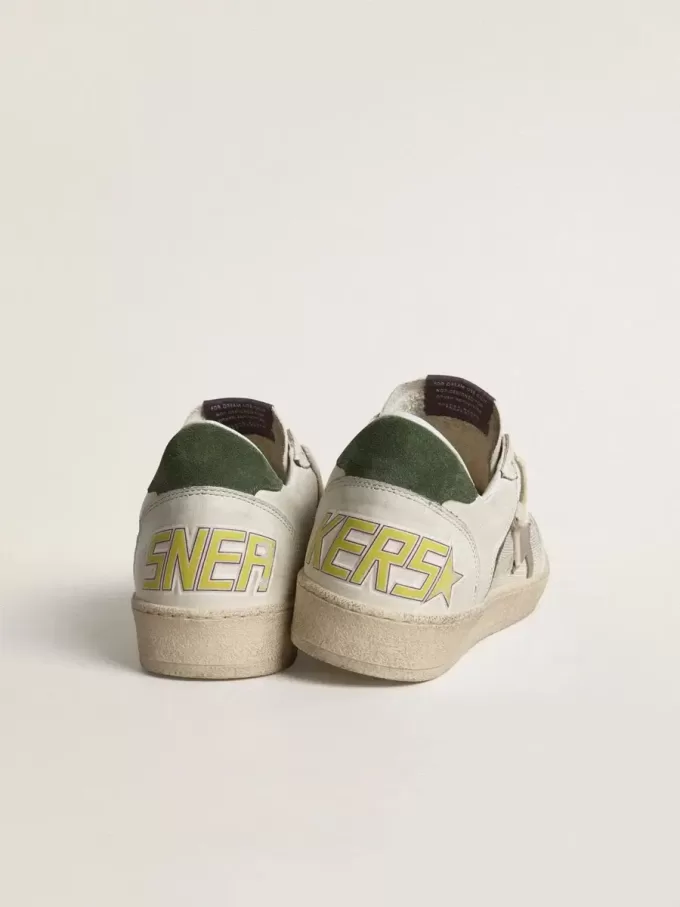Ball Star LTD van mesh en nappaleer met grijze leren ster en groene suède hiellip