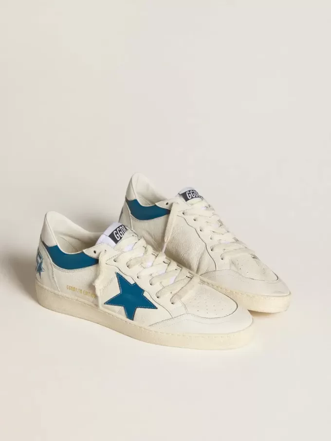 Ball Star LTD van nappaleer met turquoise leren ster en witte hielband